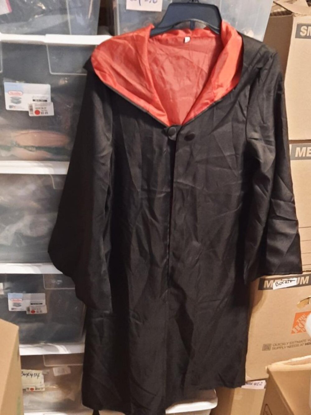 NEW ! Hooded Cloak Adult Red Black Lined Long Sleeve Robe Cape Size S